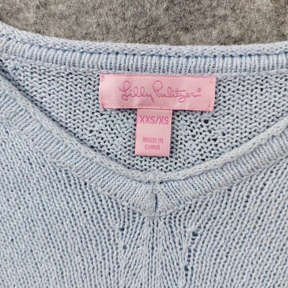 Lilly Pulitzer Sweater Womens XXS / XS Elena Wrap Poncho Blue Knit Oversized - Picture 7 of 8